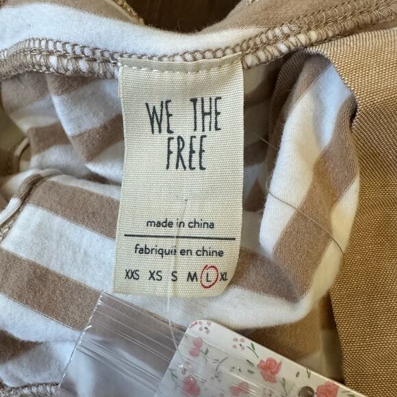 WE THE FREE Mylo Tank Top Tan White Striped Halter Neck Beach Vacay NWT - Picture 9 of 12